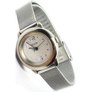 Vintage Guess Watch Silver Tone Stainless Steel Women's Wristwatch - New Battery